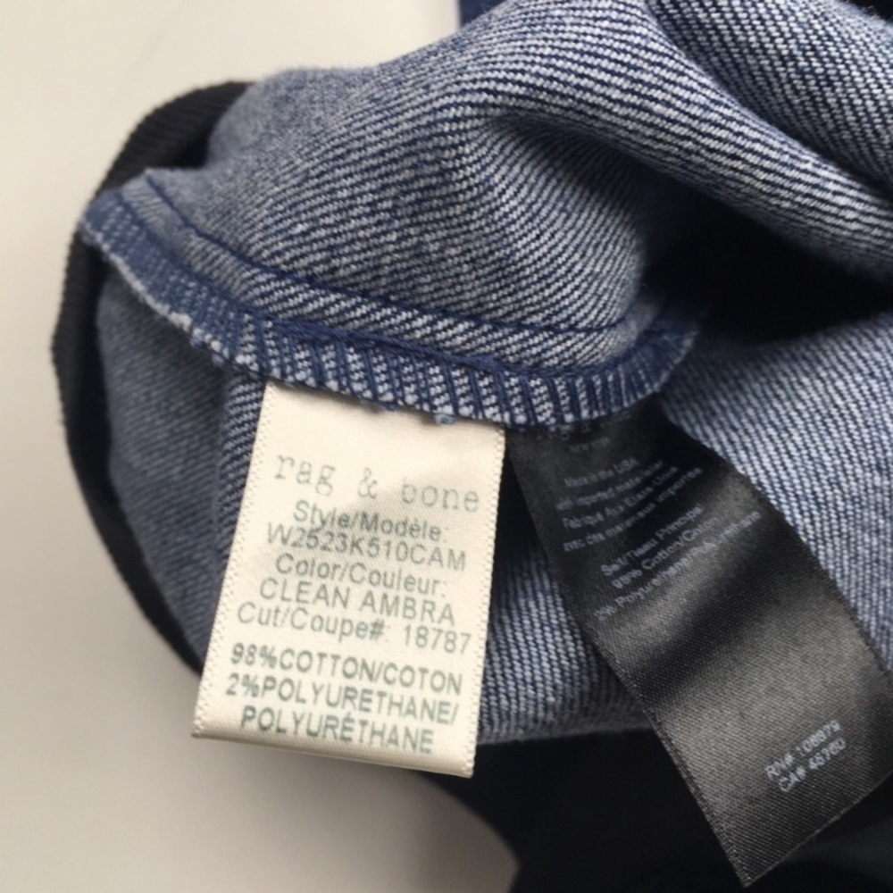 Rag & Bone Hina High Waist Kick Crop Denim Pants Blue Clean Ambra Women’s Sz 8 - Picture 5 of 6